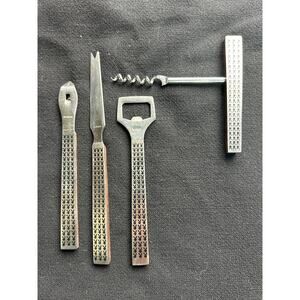 Rare vintage Playboy bar tool set MCM mid-century made in Japan stainless wood